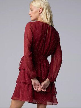 Short Holiday Dress Simply Vera Vera Wang Mini dress crimson with gold dots M